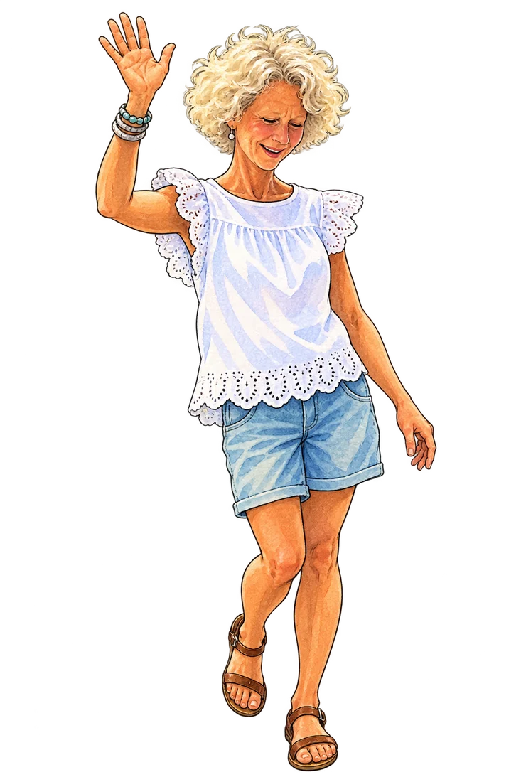 Helena winkt